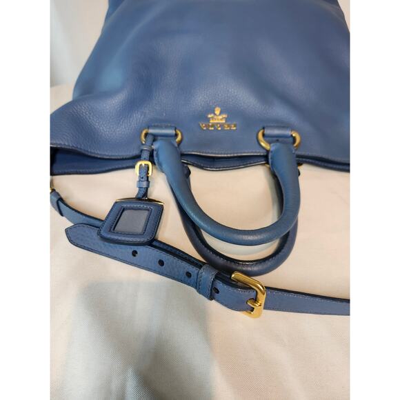 Prada Vitello Daino Shopping Tote Crossbody Bag Cobalto Blue BN1713 Made Italy - Picture 12 of 16